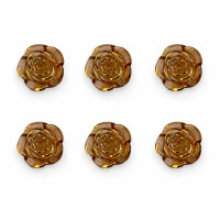 Kit 6 Miçangas em Plástico Flor Rosa Marrom Transp e D 2 cm