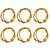 Kit 6 Pulseiras Kabbalah 7 Nós Amarela 2mm