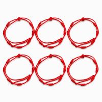 Kit 6 Pulseiras Kabbalah 7 Nós vermelha 1mm