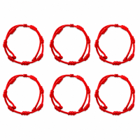 Kit 6 Pulseiras Kabbalah 7 Nós vermelha 2mm