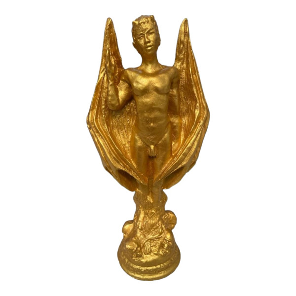 Escultura Lúcifer Do Ouro 25 cm Dourado da Prosperidade em Resina