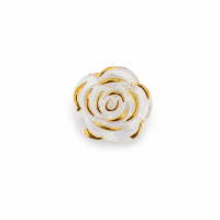Miçanga em Plástico Flor Rosa Transparente e Dorado 2 cm