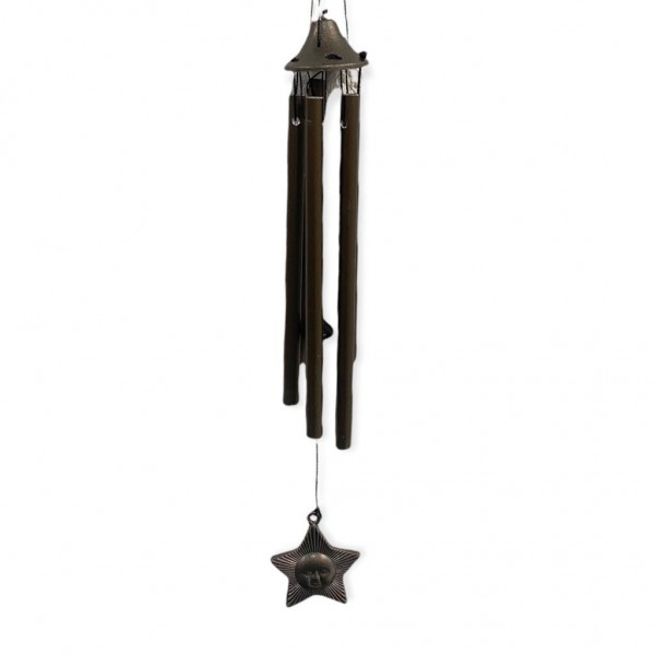 Mensageiros dos ventos sino Estrela 5 canos 50 cm em alumínio