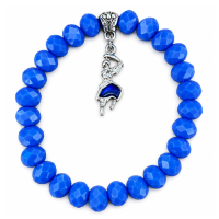 Pulseira Ogum Pingente Guerreiro Azul Cristal e Silicone 