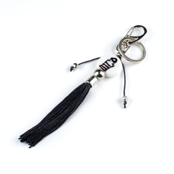Chaveiro Omolu Preto e Branco com Xaxará 15 cm em Murano