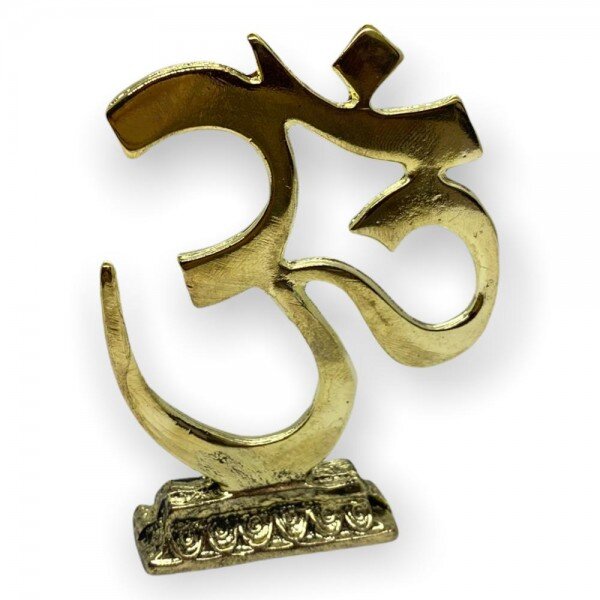 Escultura Símbolo do Om para Mesa e Altar 8 cm Dourado em Metal Escultura Símbolo do Om para Mesa e Altar 8 cm Dourado em Metal