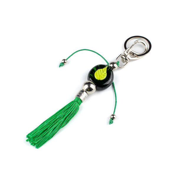 Chaveiro Ossaim Folha Verde 15 cm em Murano
