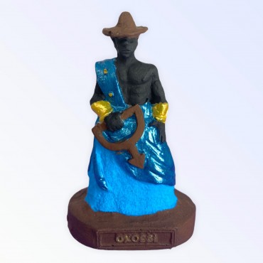 Escultura Oxossi azul 10 cm em resina