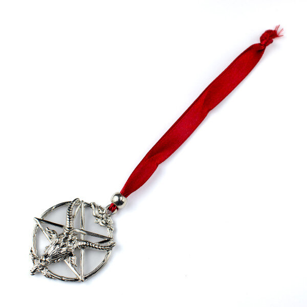 Pentagrama Baphomet Metal 4 cm Parede Prateado