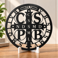 Placa Decorativa Medalha de São Bento Religioso 3D 25,5 cm
