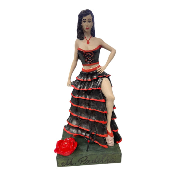 Escultura Pomba Gira Maria Padilha Preta e Vermelha 24 cm