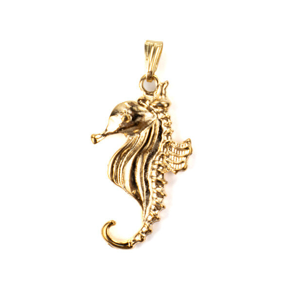 Pingente Cavalo Marinho 3,6 cm em Metal Dourado