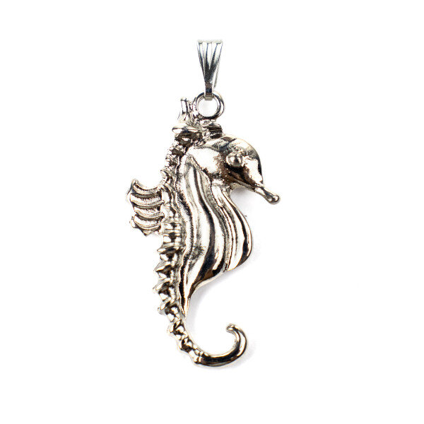 Pingente Cavalo Marinho 3,6 cm em Metal Niquelado