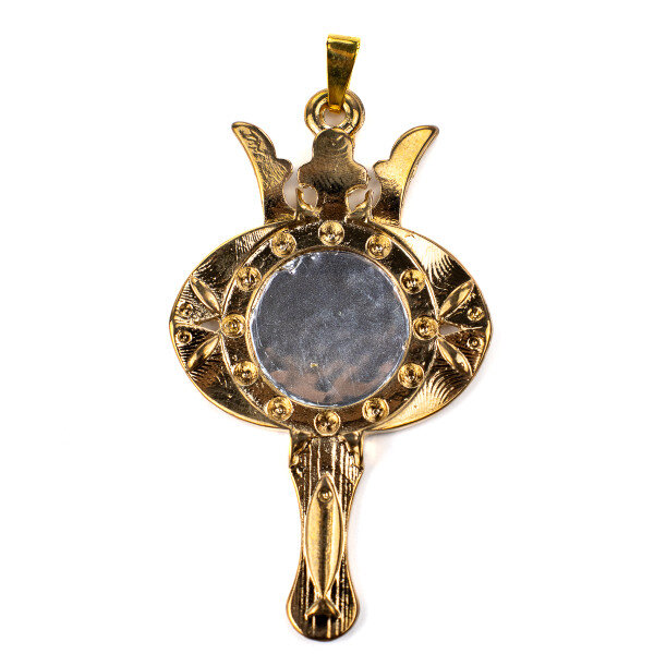Pingente Abebe Oxum 12 Perolas 6,0 cm Metal Dourado