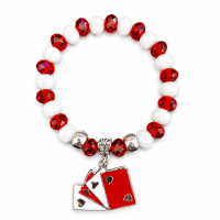Pulseira Maria Navalha Pingente Baralho Cristal e Silicone 8 mm