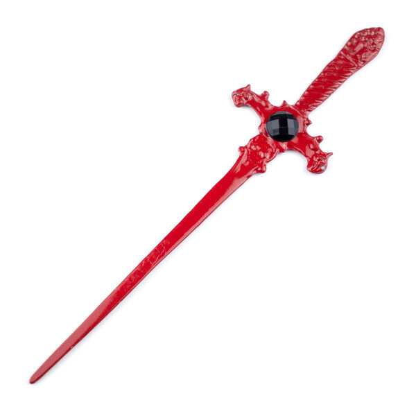 Athame Metal Vermelho 15 cm Pedra Negra