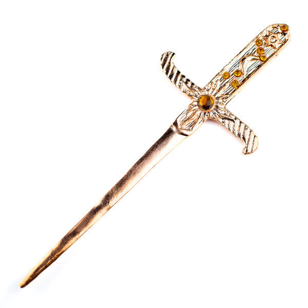 Athame Metal Cobre Brilhante 19 cm Pedras Amarelas