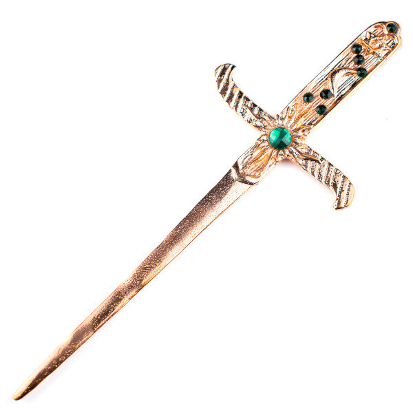 Athame Metal Cobre Brilhante 19 cm Pedra Verde