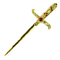 Athame Metal Dourado Brilhante 19 cm Pedra Vermelha 42g Reforçado