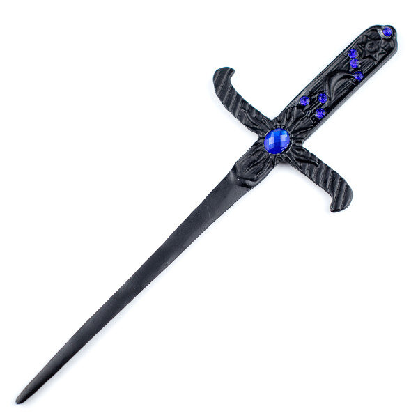 Athame Metal Negro 19 cm Pedras Azul 
