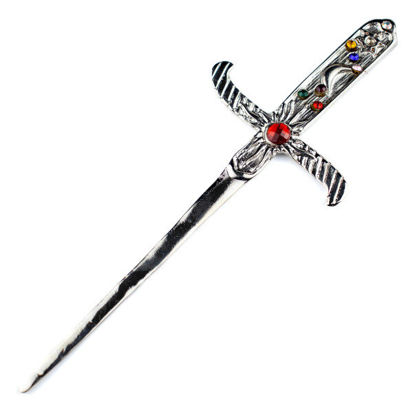 Athame Metal Prata Brilhante 19 cm Pedras Coloridas