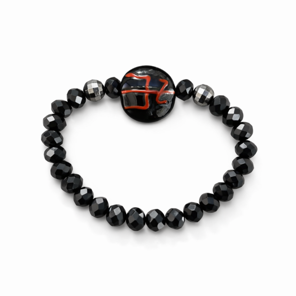 Pulseira Exu Murano Achatado Cristal e Silicone 5 mm