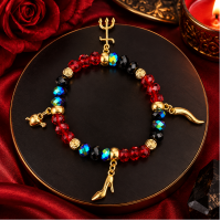 Pulseira Pomba Gira 4 Pingente Cristal e Silicone Ajustável