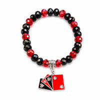 Pulseira Zé Pretinho Baralho Cristal Vermelho e Preto Ajustável 