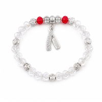 Pulseira Maria Navalha Pingente Prata  Cristal e Silicone 8 mm