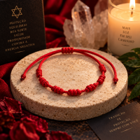 Pulseira Vermelha Kabbalah 7 Sete Nós Proteção em Cetim