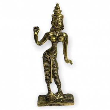 Escultura Deusa Parvath em pé 10 cm dourada em metal