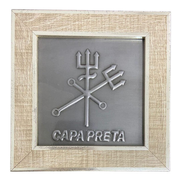 Quadro Exu Capa Preta Madeira Carvalho e Metal 13 x13 cm Quadro Exu Capa Preta Madeira Carvalho e Metal 13 x13 cm