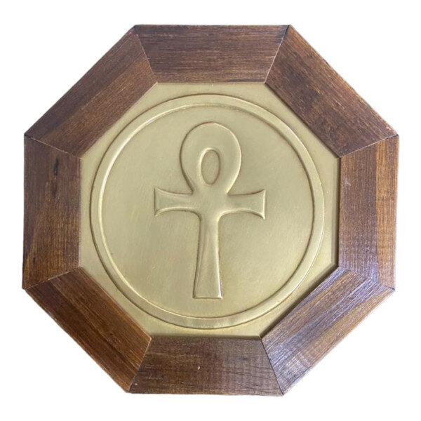 Quadro Cruz Ansata Madeira Imbuia Oitavado e Metal 18 Cm Quadro Cruz Ansata Madeira Imbuia Oitavado e Metal 18 Cm