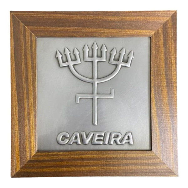 Quadro Exu Caveira Madeira Imbuia e Metal 16 x 16 cm Quadro Exu Caveira Madeira Imbuia e Metal 16 x 16 cm