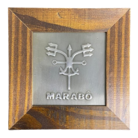 Quadro Orixá Exú Marabô Madeira Imbuia e Metal 14,5x14,5cm