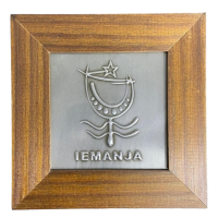 Quadro Iemanjá Orixá Madeira Imbuia e Metal 14,5x14,5cm