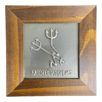 Quadro Maria Padilha Madeira Imbuia e Metal 14,5x14,5cm