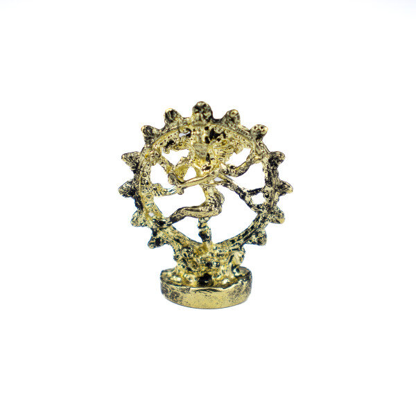 Escultura Shiva na Roda de Fogo Dourado 3 cm em Metal Escultura Shiva na Roda de Fogo Dourado 3 cm em Metal