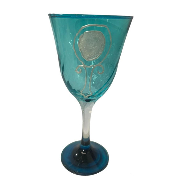 Taça Azul Iemanjá Lirio Abebê Super luxo 330 ml -Vidro