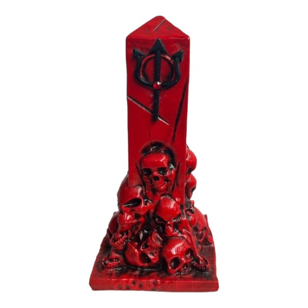 Escultura Túmulo Crânios Pomba Gira Vermelho 13cm Resina
