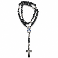 Terço Nossa Senhora Hematita 40 cm 1mm