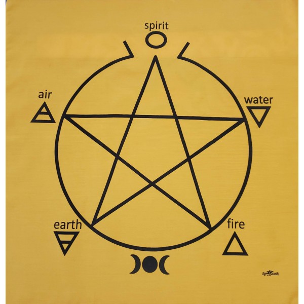 Toalha Pentagrama Jogo Cartas 70x70 cm Amarela Silk Negro