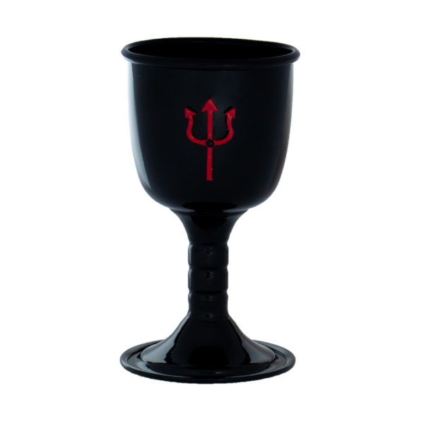 Cálice Ritual Pomba Gira Tridente Alumínio Negro 14cm 200 ml