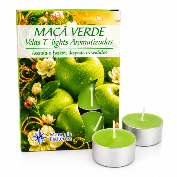 Vela 6 Lights Aromática Maça Verde Mandala Esotérica Vela 6 Lights Aromática Maça Verde Mandala Esotérica