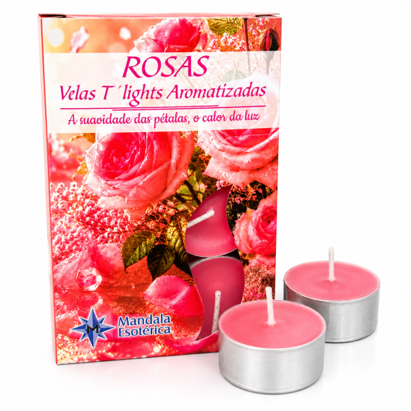 Vela 6 Lights Aromática Rosas Mandala Esotérica Vela 6 Lights Aromática Rosas Mandala Esotérica