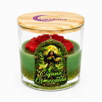 Vela Aromática Cigana Esmeralda Sweet Floral Cera de Coco Lua Mística 200g 