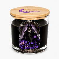 Vela Aromática Exu Caveira Sândalo Cera de Coco Lua Mística 200g 