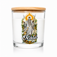 Vela Aromática Oxalá Rosa Branca Cera de Coco Lua Mística 200g 
