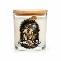 Vela Aromática Preto Velho Alecrim Cera de Coco Lua Mística 200g 