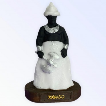 Escultura Xangô Ayra branco 10 cm em resina